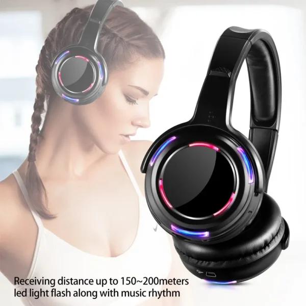 Wireless Headphone Headset with Led Flashing Light - Image 3