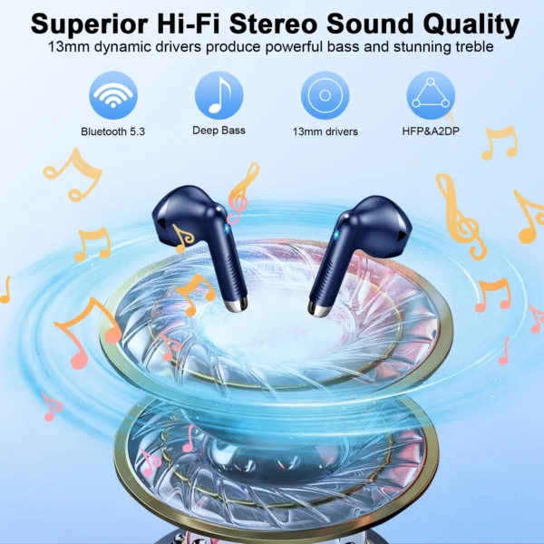 Wireless Earbuds, Bluetooth 5.3 Earbuds Stereo Bass, - Image 3