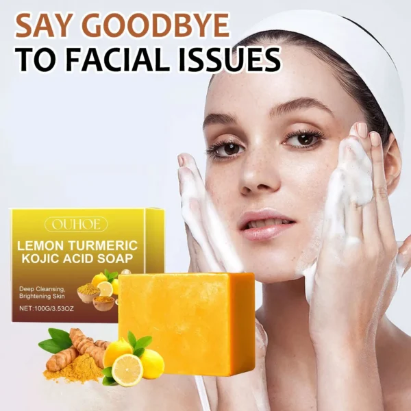Lemon Turmeric Kojic Acid Brightening Soap - Image 2