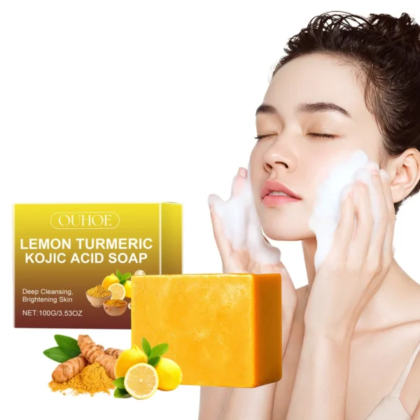 Lemon Turmeric Kojic Acid Brightening Soap - Image 4