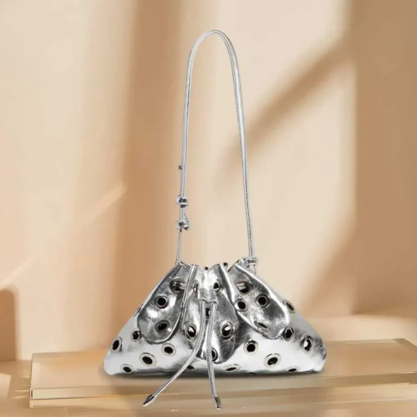 Women Rivet Bucket Handbag Large Capacity - Image 2
