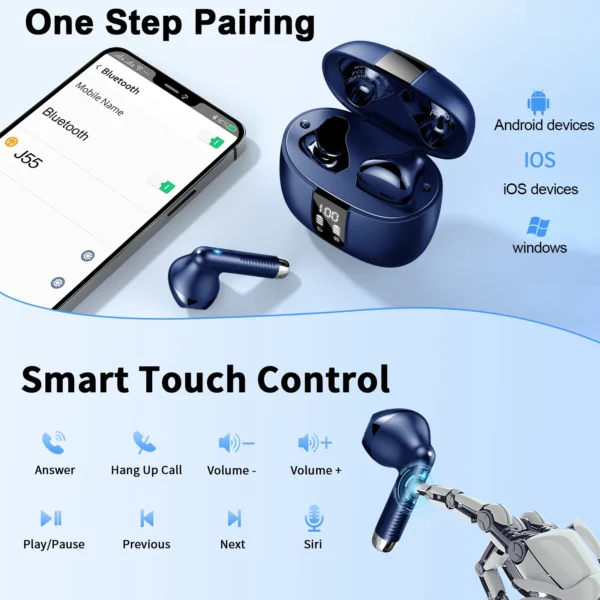 Wireless Earbuds, Bluetooth 5.3 Earbuds Stereo Bass, - Image 4