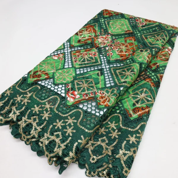 Wholesale African Orange Wax Fabric With Stones - Image 6