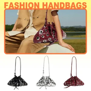 Women Rivet Bucket Handbag Large Capacity