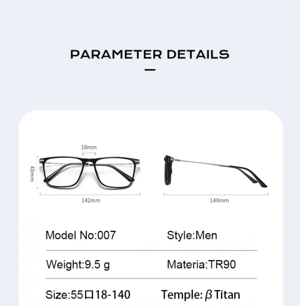Men's Square Frames Anti-blue Light Reading Glasses - Image 6