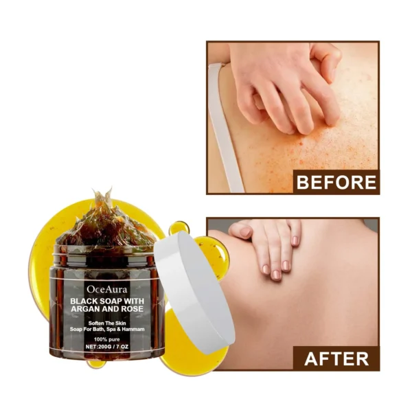 Black Soap With Argan And Rose lack Beldi Soap Ideal For Dead Skin Remover - Image 2