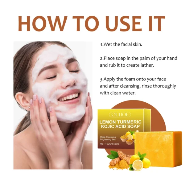 Lemon Turmeric Kojic Acid Brightening Soap - Image 5