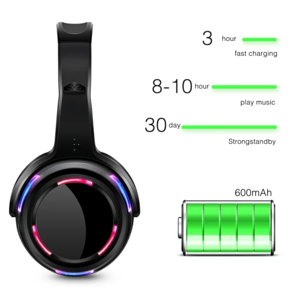 Wireless Headphone Headset with Led Flashing Light - Image 4