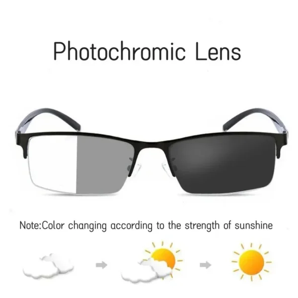 Men's Half Frame Photochromic Glasses Women Trendy Business - Image 6