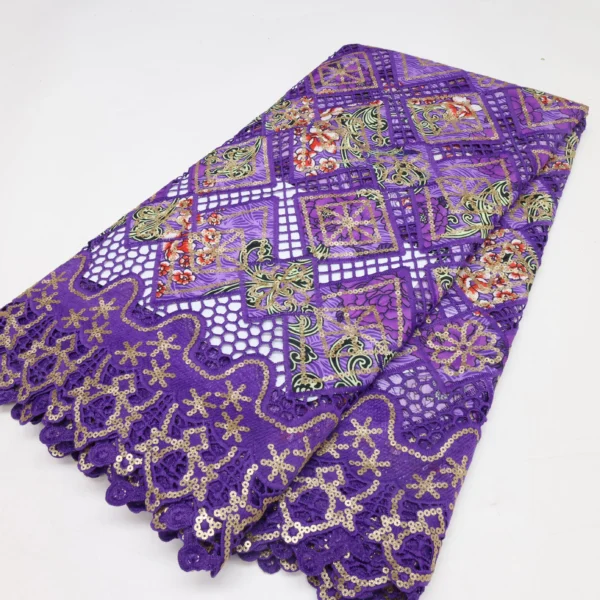 Wholesale African Orange Wax Fabric With Stones - Image 2