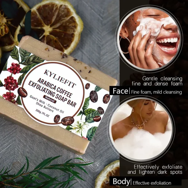 Arabica Coffee Exfoliating Soap Bar, Deep Cleaning, Moisturizing, - Image 3
